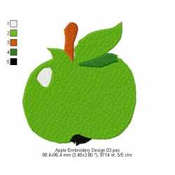 Apple Embroidery Design 03